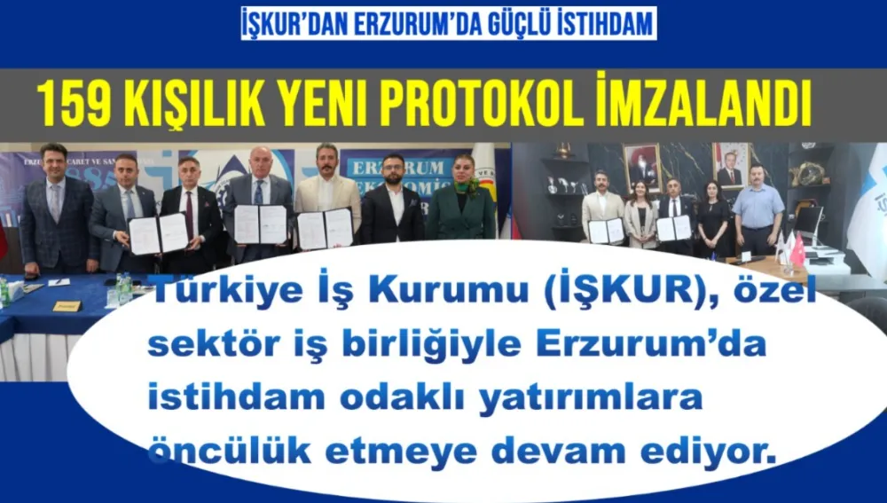 İŞKUR’dan Erzurum’da Güçlü İstihdam Hamlesi: 159 Kişilik Yeni Protokol İmzalandı